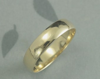 10K Gold Wedding Band--Solid Gold Wedding Ring--5mm Plain Jane Half Round Band--Men's Gold Band--Men's Wedding Band