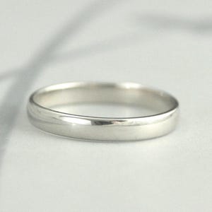 Women's Wedding Band White Gold Band 10K Gold Band Traditional Wedding Band 3mm Plain Jane Ring Low Profile Half Round Band Handmade image 1