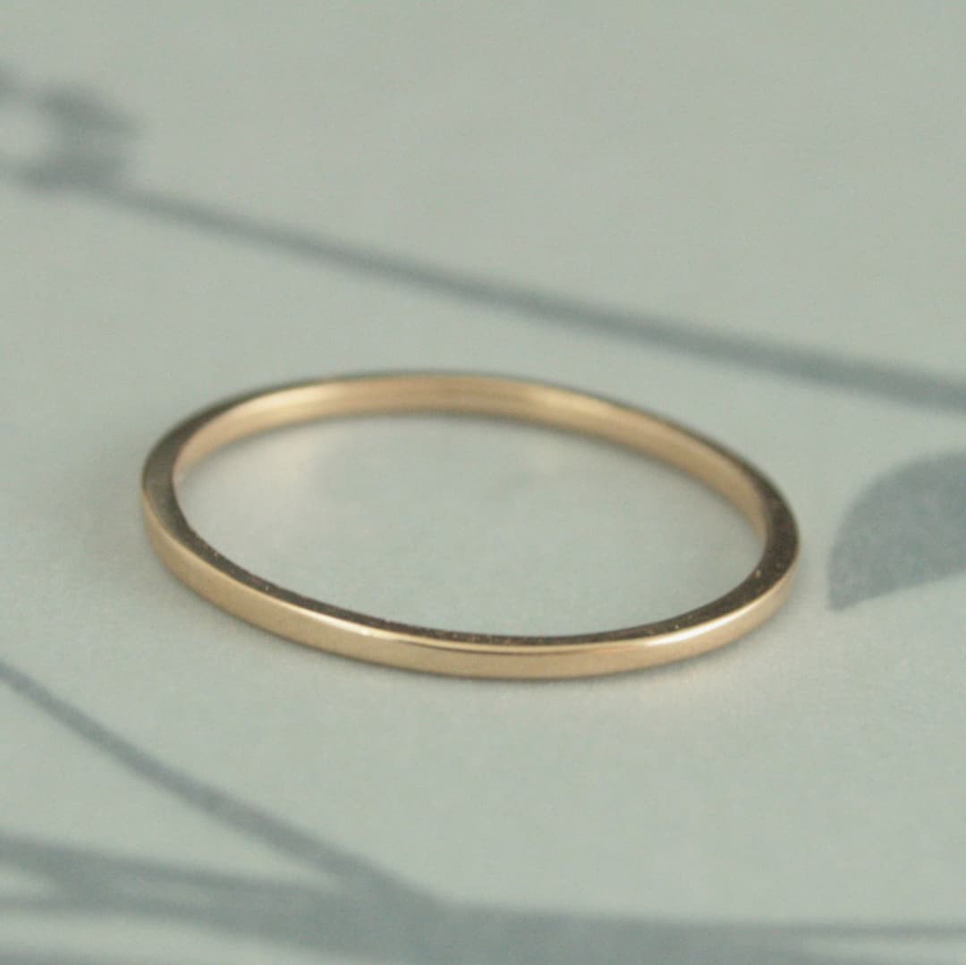 Thin Gold Wedding Band 18K Gold Ring Thin Wedding Ring Flat Gold Band