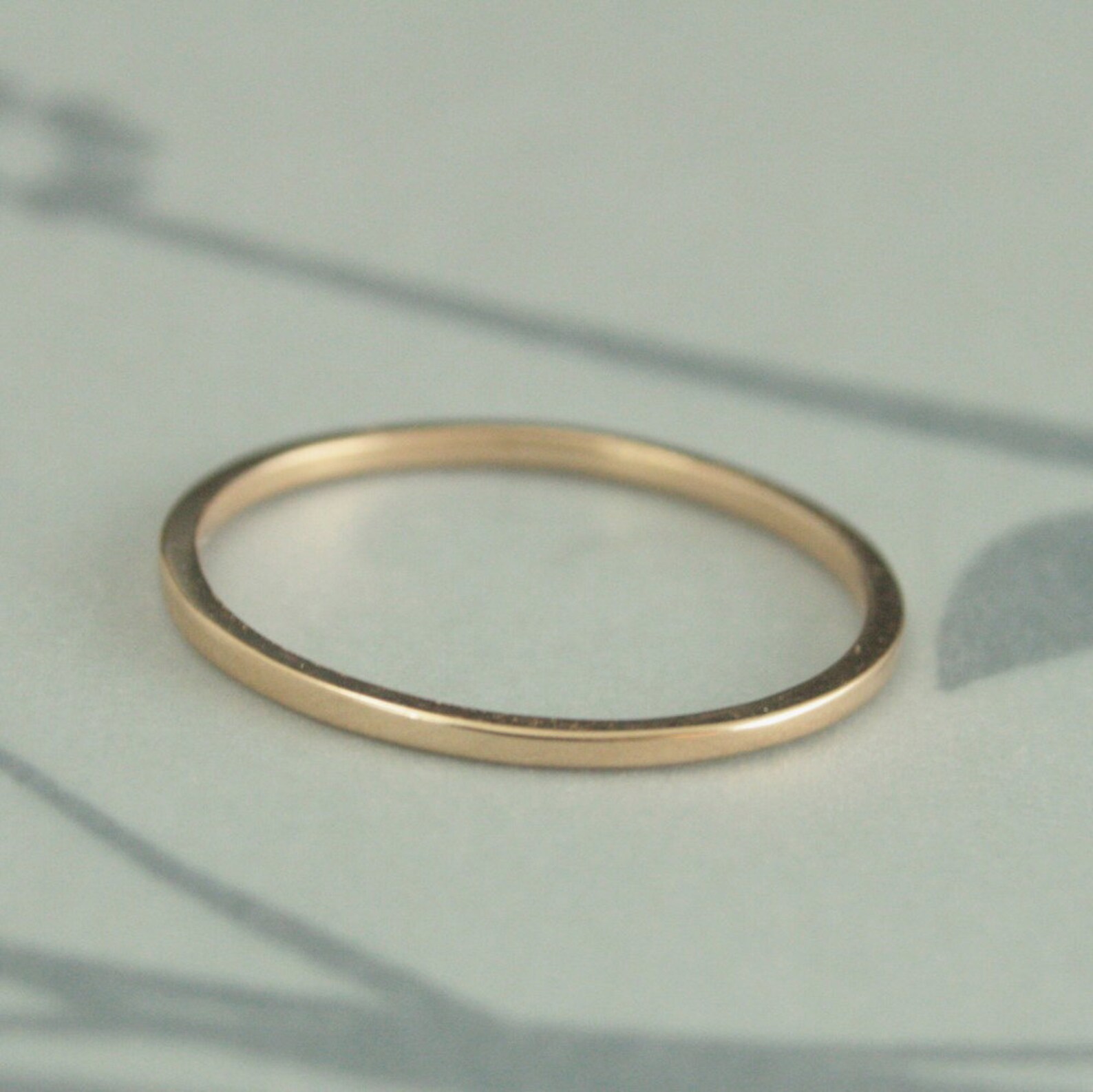 Thin Gold Wedding Band 18K Gold Ring Thin Wedding Ring Flat Etsy