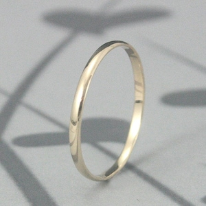 Solid 14K Gold Skinny Minnie Plain Jane Half Round Band Created from 1.5mm Wide by .75mm Thick Stock 14K Yellow, White, or Rose Gold