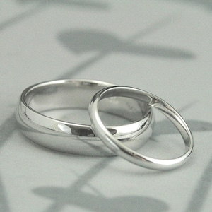 Traditional Rings~14K White Gold Bands~5mm Band~2mm Ring~Men's Wedding Band~Women's Wedding Ring~Half Round Rings~His & Hers Bands~Gold Ring image 2