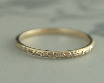 10K Gold Ring~Gold Wedding Ring~Gold Wedding Band~Vintage Style Band~Antique Style Ring~Women's Wedding Band~Women's Gold Band~Rococo