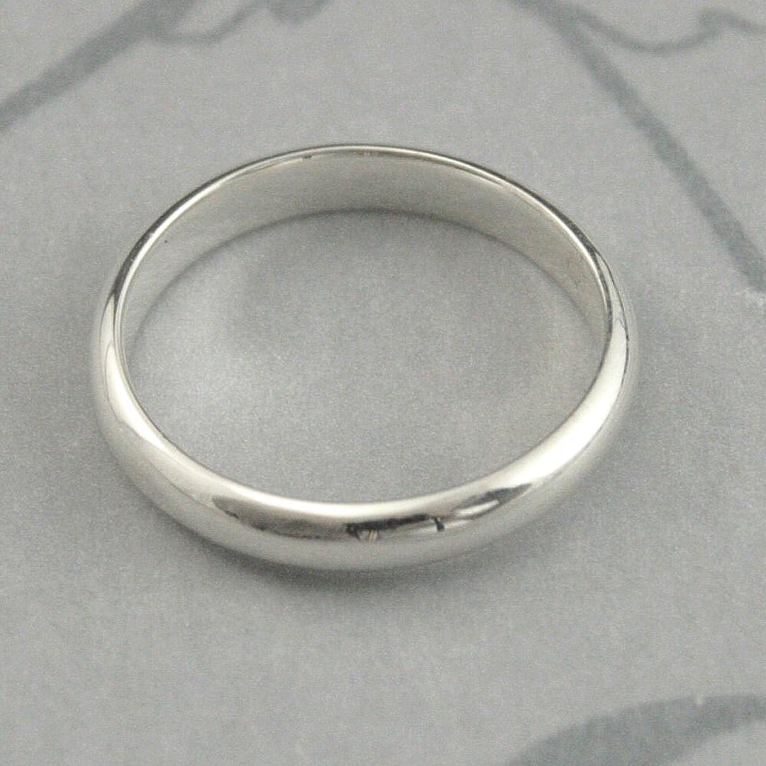 Plain Silver Ring Simple Silver Band 3mm Wide Ring Simple Wedding Band ...