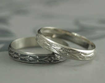 Band Vintage Style Ring Silver Wedding Band Silver Wedding Ring Mens Wedding Band Womens Wedding Ring Geometric Band Edwardian Blazer Arts
