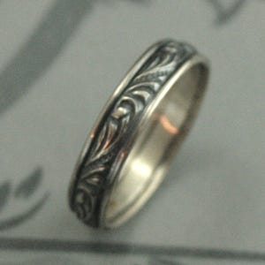 Mens Wedding Band Womens Wedding Ring Silver Band Silver Ring Florence Wide Band Vintage Style Ring Vintage Style Band Swirl Ring Patterned