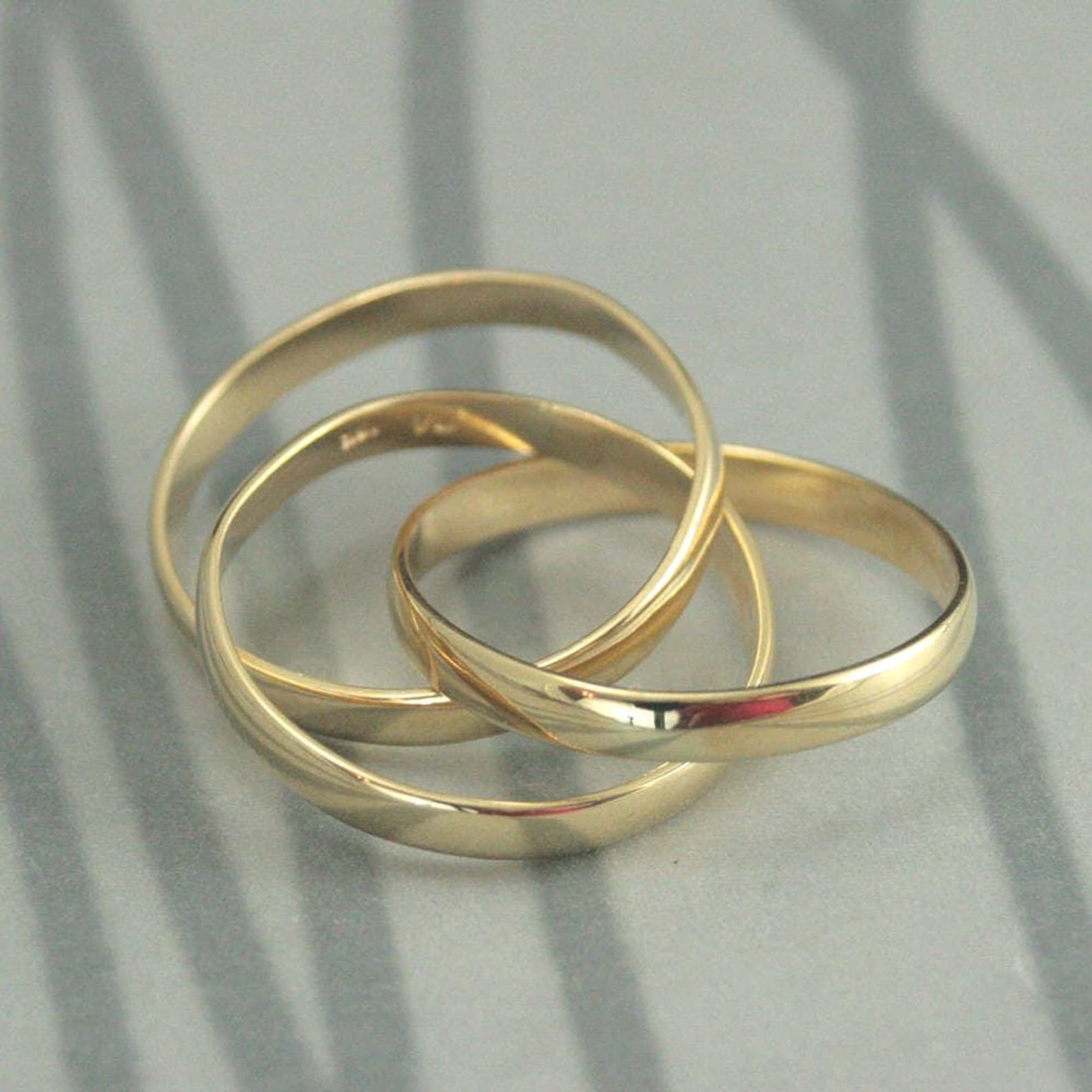 18K Gold Band Wedding Ring Fidget Band Rolling Rings 3mm Bands