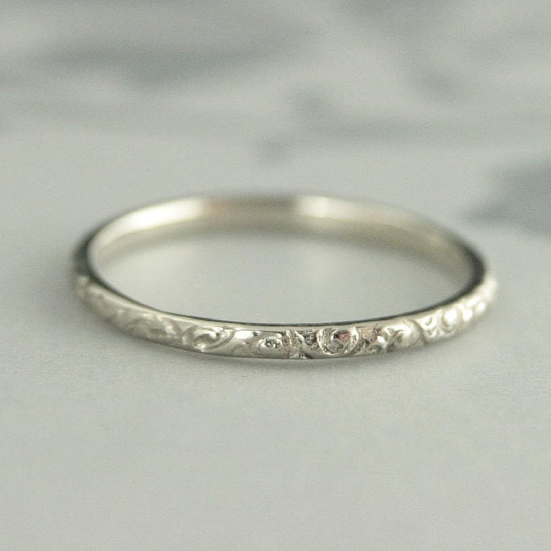 White Gold Band~10K Gold Ring~Vintage Style Band~Antique Style Ring~Women's Wedding Band~Women's Gold Band~White Gold Wedding Ring~Rococo image 1