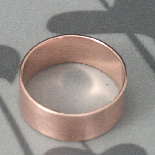 WIDE Solid 14K Gold Band--8mm wide Flat Band--Perfect Wedding Band--Pipe or Cigar Band--Your Choice of Gold Color