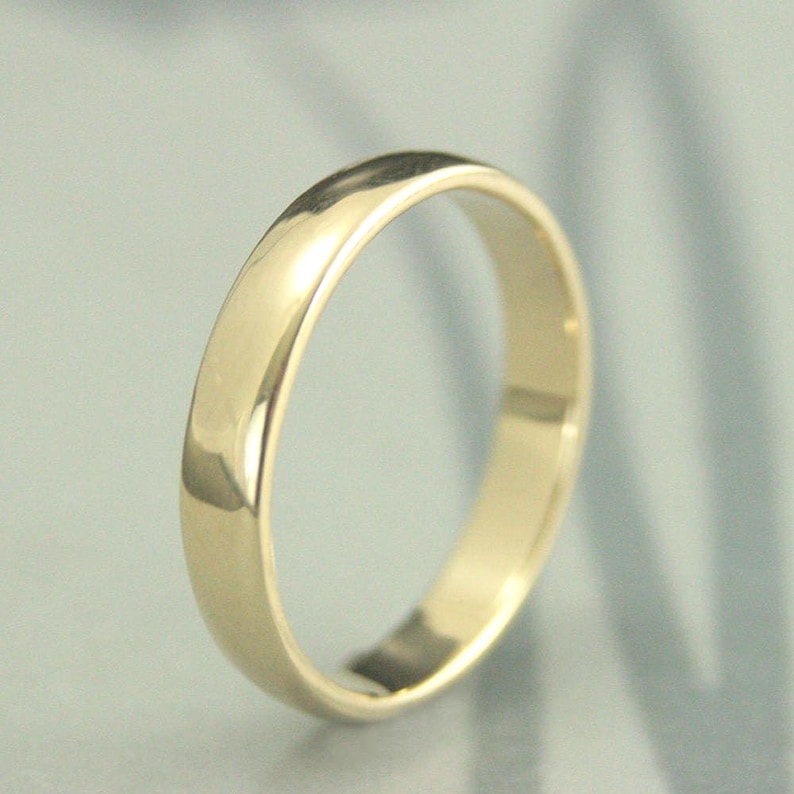 Traditional Wedding Ring~14K Gold Wedding Band~Plain Jane 4mm by 1.5mm~Men's Wedding Band~Women's Wedding Ring~Rounded Ring~Half Round Band image 3