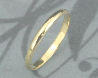 18K Gold 2mm by 1mm Plain Jane Half Round Band--18K Wedding Band YOUR CHOICE of 18K Yellow, White or Rose Gold