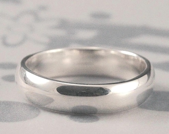 Plain Jane 5mm Wide Solid Sterling Silver Wedding Band Rounded Traditional Ring Simple Silver Wedding Band Affordable Ring Classic Band