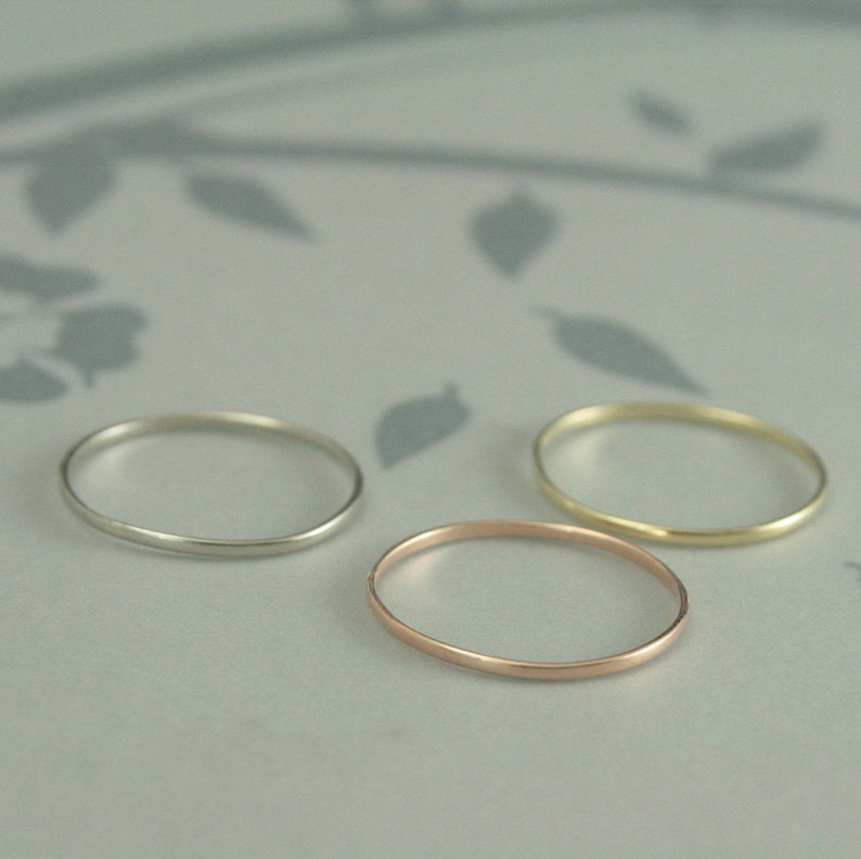 Thin White Gold Band10K RingPetite Gold BandSuper Skinny Minnie1mm Wide by .5mm Thick10K White Gold RingWomen's Wedding RingMidi Ring image 2