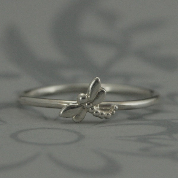 NEUE Bugga Bugga Bands--Solide Sterling Silber Libellen Stapelring--Silber Dimensional Libelle-Mayfly-Damselfly-Custom Made in Ihrer Größe