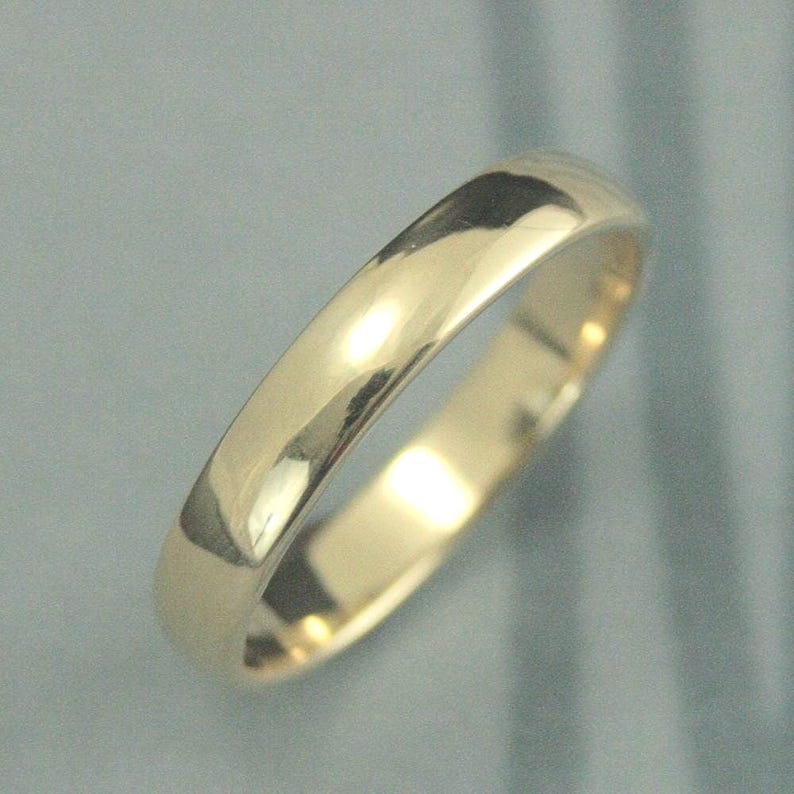 Traditional Wedding Ring~14K Gold Wedding Band~Plain Jane 4mm by 1.5mm~Men's Wedding Band~Women's Wedding Ring~Rounded Ring~Half Round Band image 2