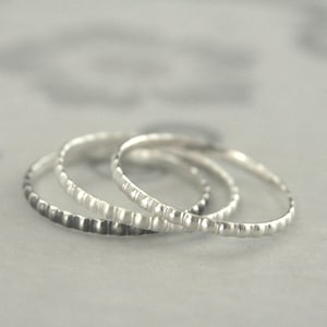Tiny Beaded Ring Silver Stacking Ring Petite Beaded Band Tiny Pillow Ring Thin Beaded Ring Women&#39;s Silver Wedding Band Women&#39;s Ring
