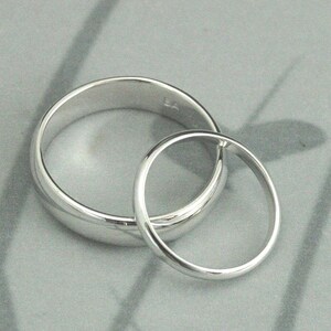 Traditional Rings~14K White Gold Bands~5mm Band~2mm Ring~Men's Wedding Band~Women's Wedding Ring~Half Round Rings~His & Hers Bands~Gold Ring image 4