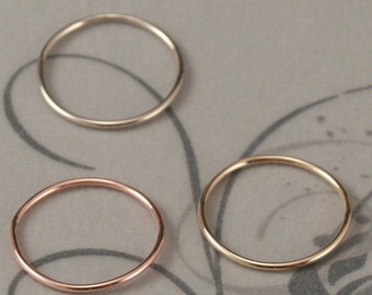 Roll Me Round--Solid 14K Gold Stacking Ring--One Round Band in Your Choice of Yellow, Rose or White Gold