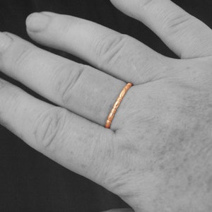 Rose Gold Ring Wedding Band Women's Gold Band Dainty Gold Ring Stackable Gold Ring Red Gold Wedding Ring Beaded Ring Crimped Ring Solid image 4