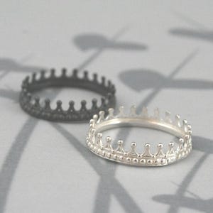 Sterling Silver Crown Band--Check Mate--Crown Ring--Queen or King Wedding Band--Silver Crown Ring--Custom Made in YOUR Size Medieval Ring