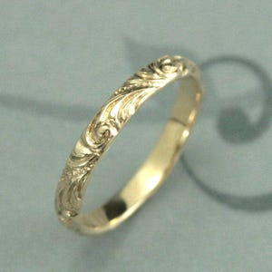 Alliance en or jaune Florence pour femmes Bague de mariage en or style vintage Florence pour femmes Bague d'anniversaire élégante