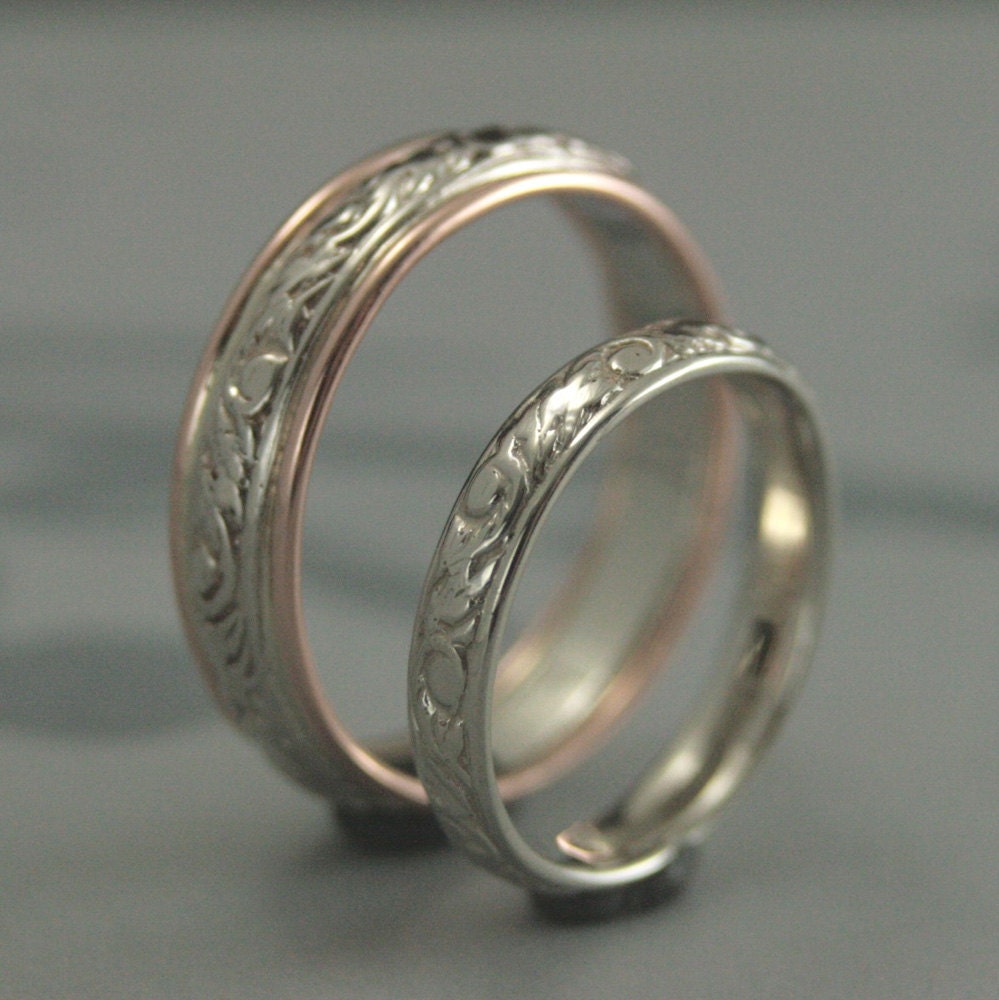 Gold and Silver Wedding Band SetGoing Baroque Touch of Gold Etsy