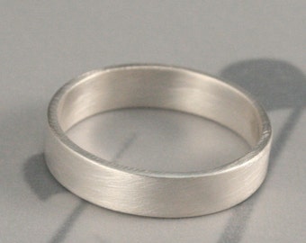 Men's Silver Wedding Ring--The Straight and Narrow Wide Band--5mm wide Flat Edge Solid Sterling Silver Band Custom made in YOUR size