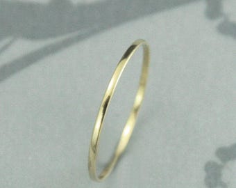 Solid 18K Gold Band Thin Rose, Yellow or White Gold Ring Super Skinny Minnie Plain Jane Stacking Ring or Thin Wedding Band Spacer Band