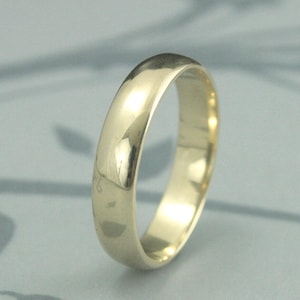Men&#39;s Gold Band Gold Wedding Ring Yellow Gold Traditional Handmade Wedding Band Recycled Gold Ring Rounded Men&#39;s Band Plain Gold Band 5mm
