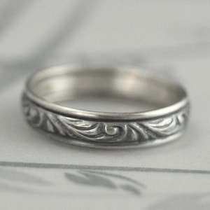 Mens Wedding Band Womens Wedding Ring Silver Band Silver Ring Florence Wide Band Vintage Style Ring Vintage Style Band Swirl Ring Patterned