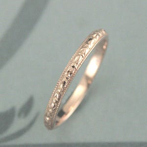 Rose Gold Ring~Rose Gold Band~Gold Wedding Ring~Gold Wedding Band~Thin Renaissance~Women&#39;s Wedding Band~Women&#39;s Wedding Ring~Orange Blossom