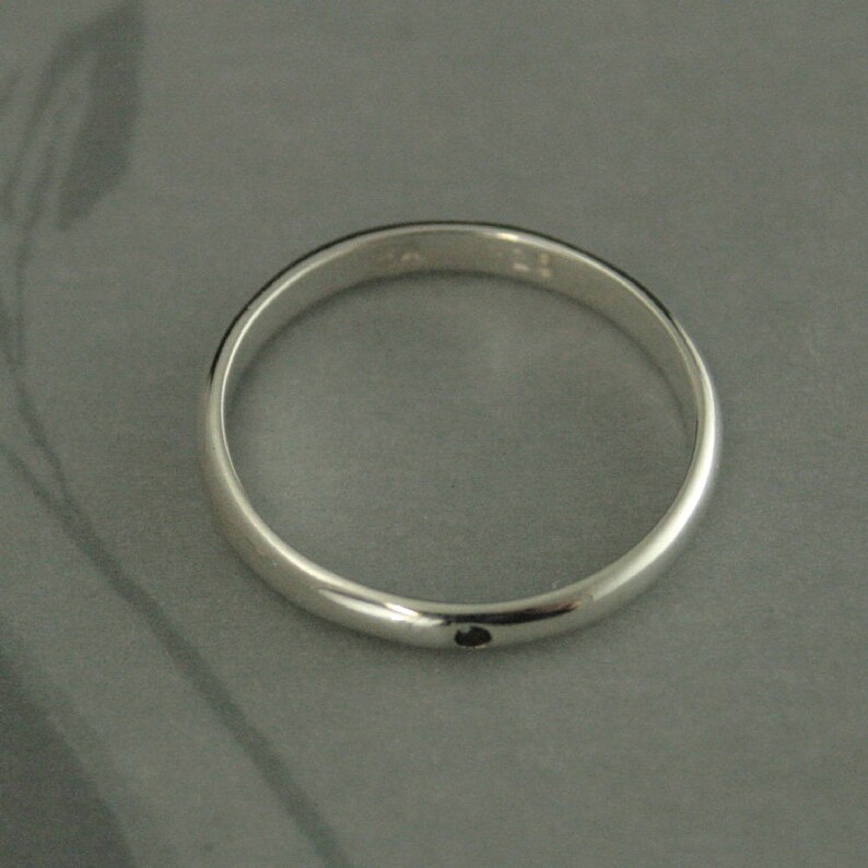 Black Diamond Ring Silver Wedding Band 2.5mm Wide Ring Womens - Etsy