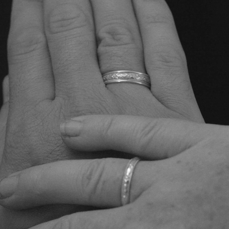 Silver Wedding Rings for Women Silver Ring Men's Wedding Band Women's Wedding Ring Set Renaissance Handmade Bands His and Hers Promise Rings image 5