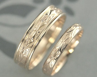 Gold Wedding Set Wedding Band Set Wedding Ring Set 14K Edwardian Set His and Hers Bands His and Hers Rings Gold Couples Rings Couples Bands
