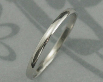 Platinum Wedding Band~Thin Platinum Band~Women's Band~Platinum Skinny Minnie Plain Jane Ring--Solid Platinum 1.5mm Rounded Traditional Band