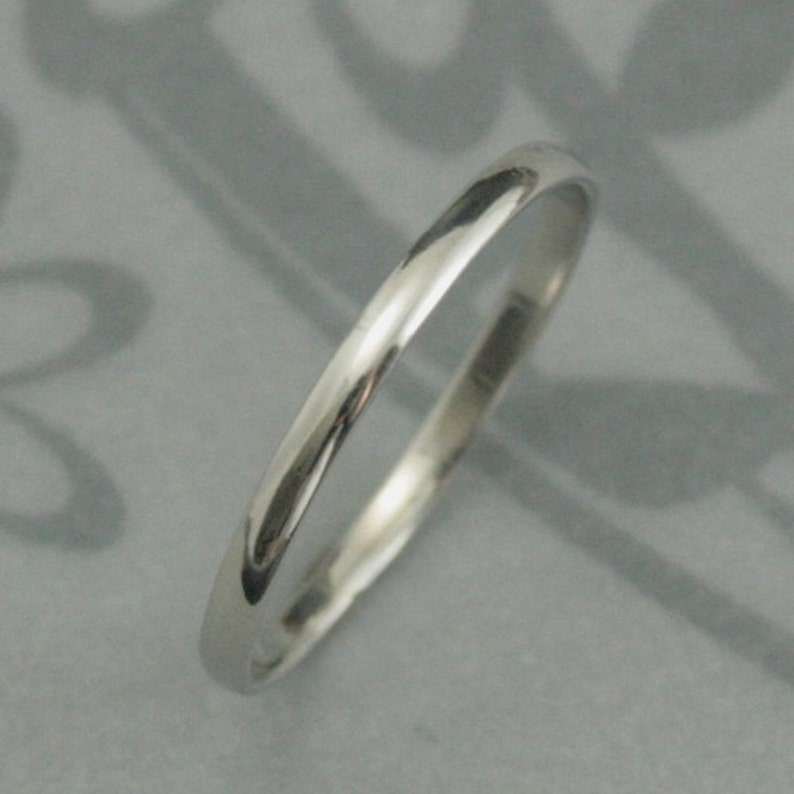 Platinum Wedding BandThin Platinum BandWomen's BandPlatinum Skinny Minnie Plain Jane RingSolid Platinum 1.5mm Rounded Traditional Band image 1