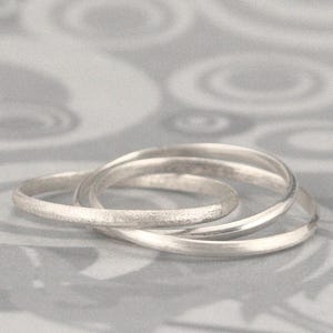 Plain Jane Rolling Ring in Sterling Silver Contrasting Textures Silver Rolling Ring Silver Interlocking Rings Wedding Ring 1.5mm by .75mm
