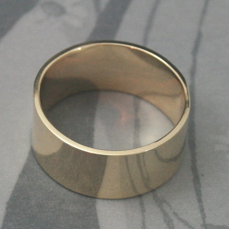 Solid 14K Gold ULTRA Wide 10mm BandMens Wedding BandFlat