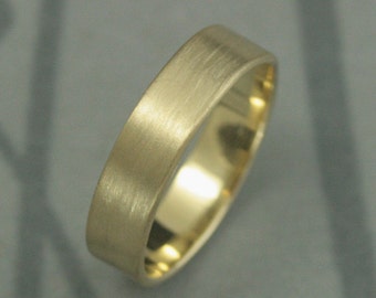 Herren Ehering - Modernes Herrenband - Solides 10K Gold 5mm Flachband - Rohrkantenband - Moderner Herrenhochzeitsband - Solides Gold - Handgefertigt für SIE