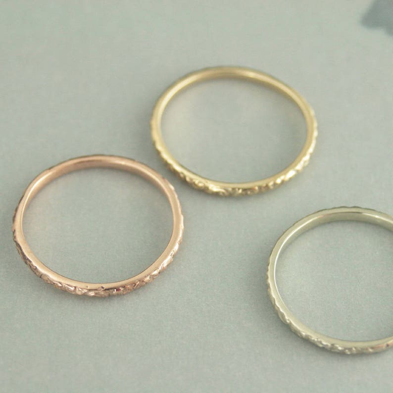 Rose Gold Wedding Band~Rose Gold Ring~Women/'s Wedding Ring~Thin Rose Gold Band~10K Gold Band~Antique Style Ring~Vintage Style Band~Rococo