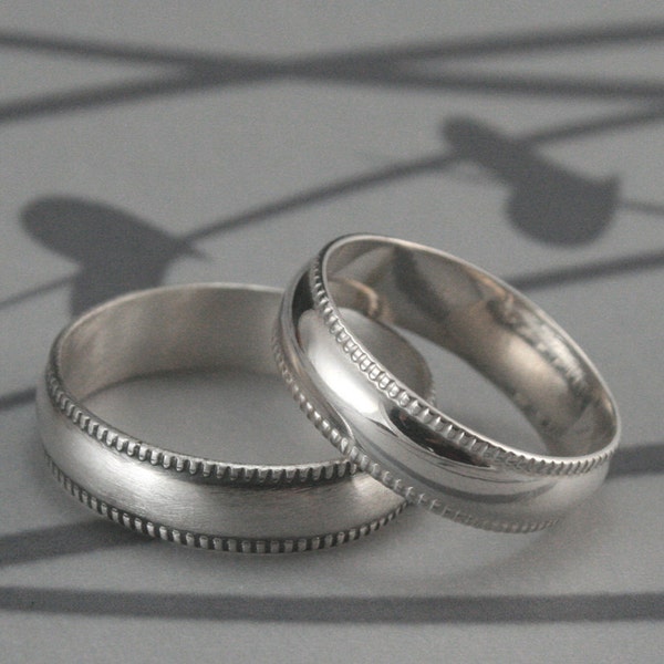 Mens Wedding Ring Not Quite Plain Jane Sterling Silver Ring Milgrain Edge 5.5mm Wide Band Mens Wedding Band Simple Mens Ring Milgrain Ring