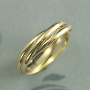 Anillo Fidget Anillo rodante macizo de 14 quilates Anillo entrelazado de oro Tres bandas semicirculares de 2 mm de ancho Anillo de bodas Anillo de bodas de oro