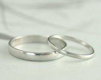 Platina trouwringen Platina trouwset Set voor hem en haar Platina trouwringen 3 mm en 1,5 mm platina herenring Platina damesring