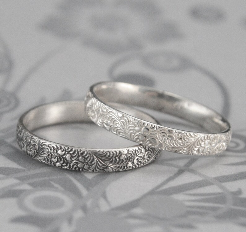 Womens Wedding Ring Pattern Wedding Band Embossed Ring Nature Etsy UK