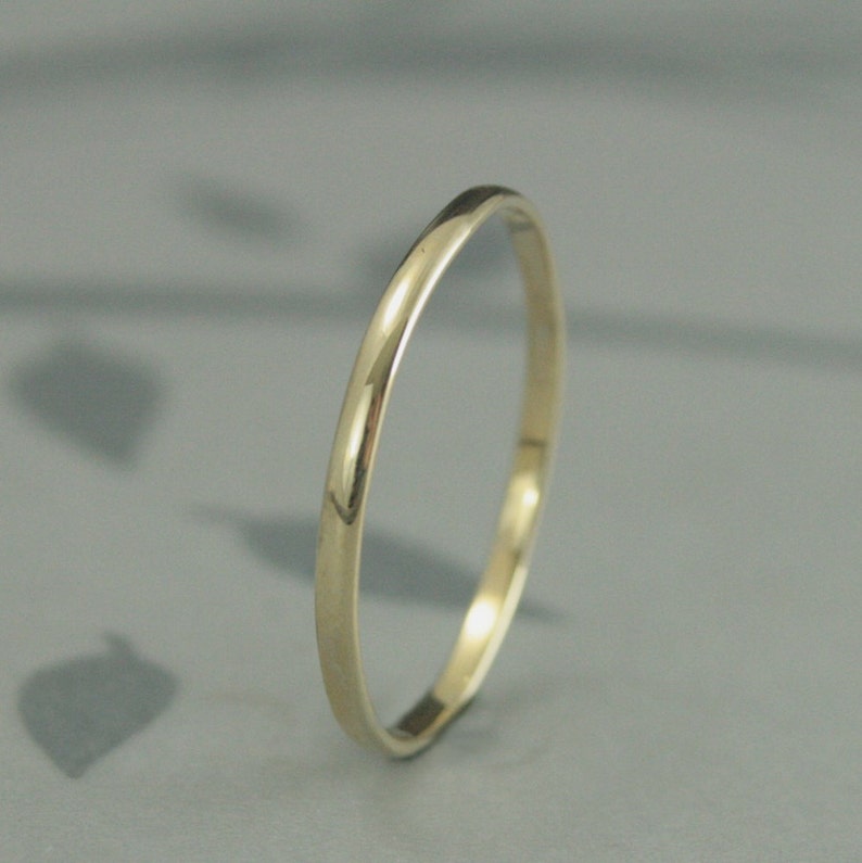 Thin Gold Wedding Band10K Gold Ring1.5mm Wedding RingSkinny MinnieHalf Round BandThin RingSpacer RingStacking RingThin Gold Ring image 2