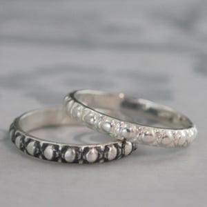 Silver Circles Spin Me Round Ring Embossed Design Silver Wedding Ring Silver Circle Band Hand Rolled Pattern Silver Stackable Ring Patterned