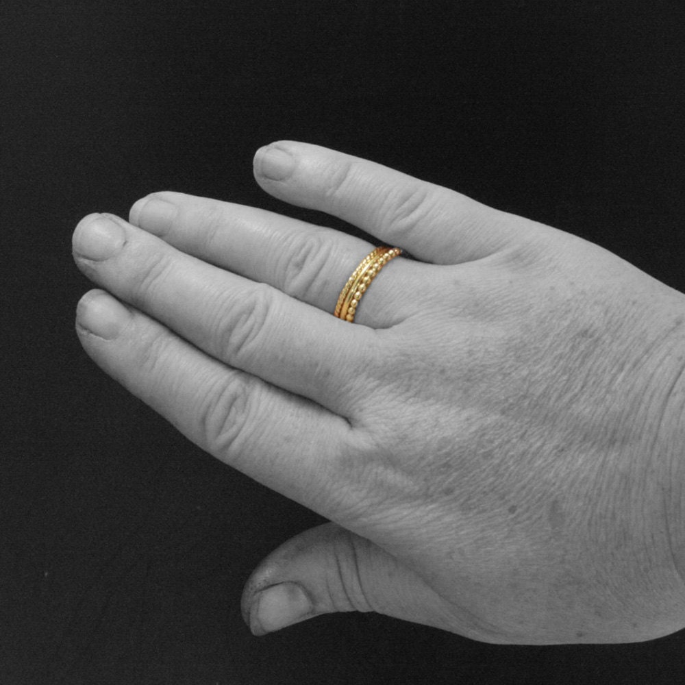 Gold Stacking Set Solid 14K Gold Stacking Ring Set Set of 3 Etsy