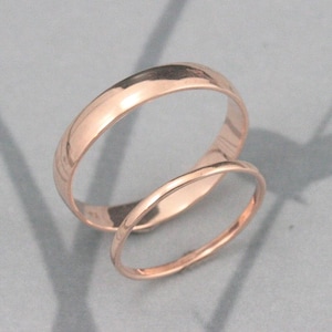 14K Gold Wedding Set His and Hers Bands Gold Wedding Rings Traditional Bands Rose Gold Rings His & Hers Rose Gold Wedding Rings Blazer Arts