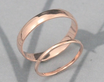 14K Gold Wedding Set His and Hers Bands Gold Wedding Rings Traditional Bands Rose Gold Rings His & Hers Rose Gold Wedding Rings Blazer Arts