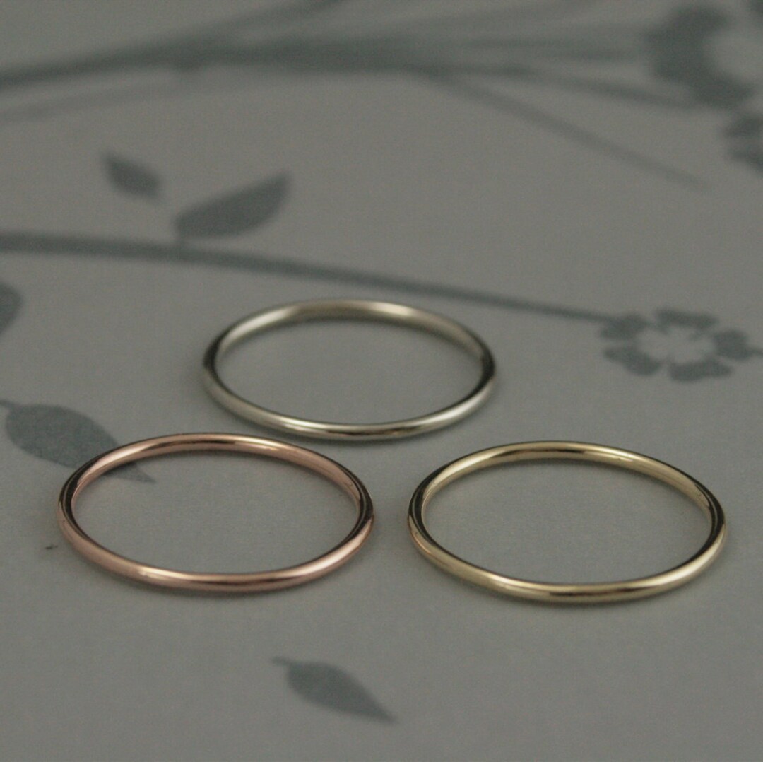 14K Gold Full Round Band Comfort Fit Ring Gold Spacer Band Etsy